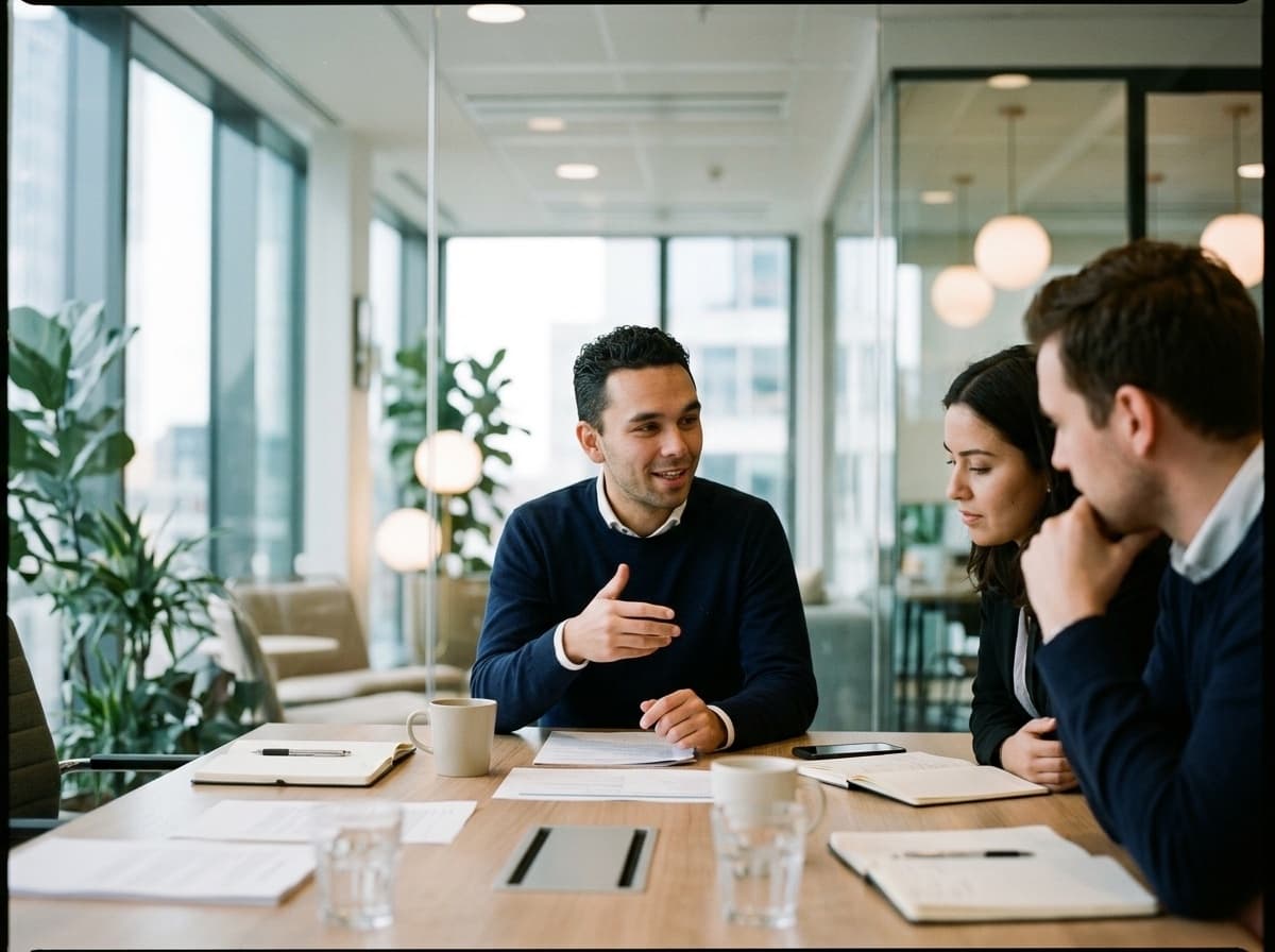 Miquel van Dongen in teamoverleg